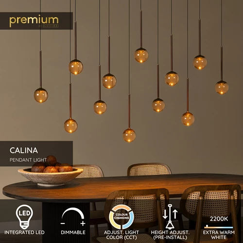 Lucide CALINA - Pendant light - LED Dim. - CCT - 12x7W 2200K/3300K - Coffee | Premium - USP